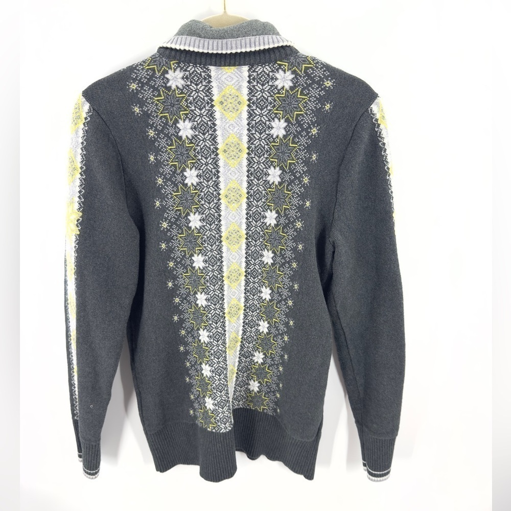 Eddie Bauer Sweater Jacket Womens Medium Fair Isle Nordic Ski Lodge Warm Soft - Picture 3 of 9